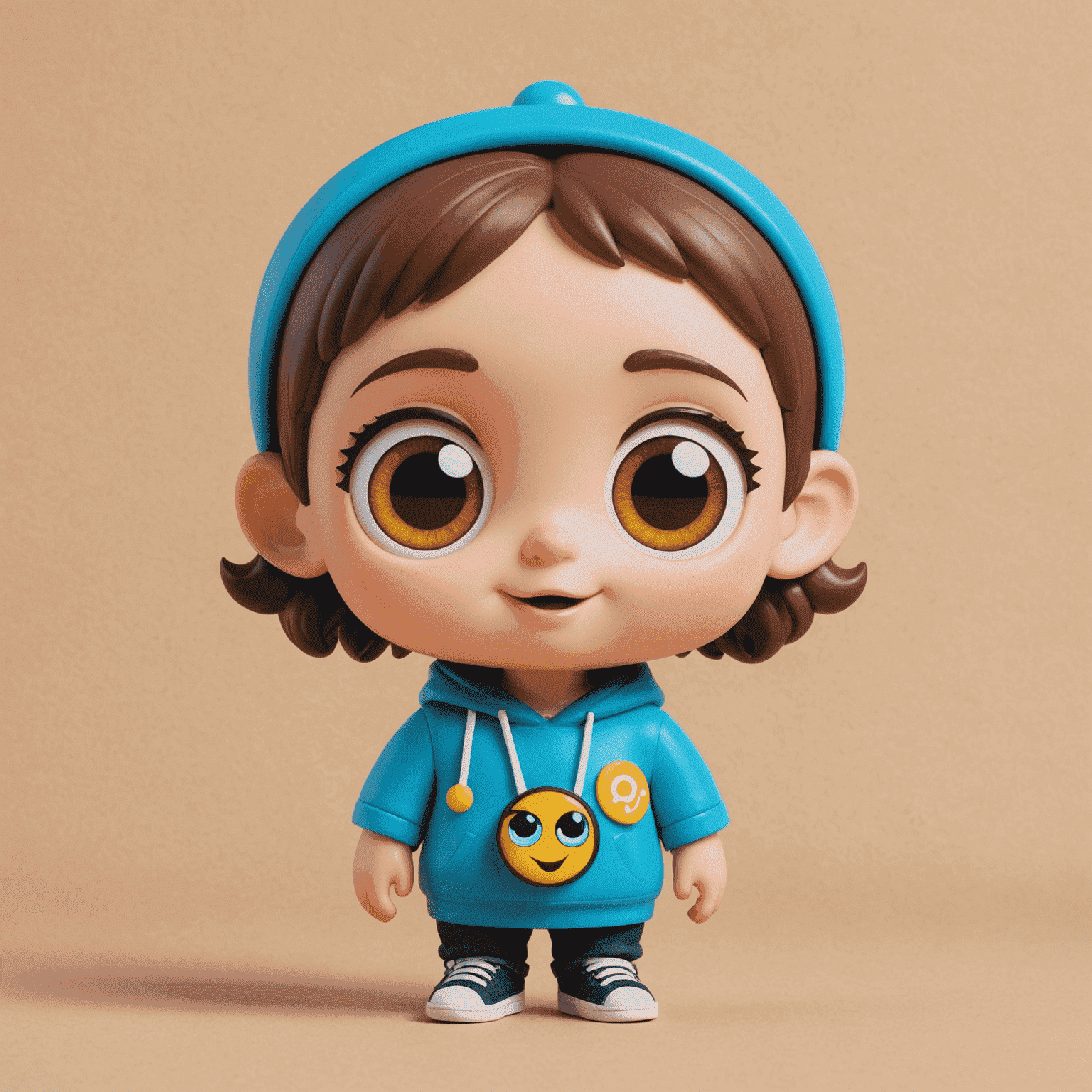 Pop Mart logo featuring a cute, stylized character with big eyes and a playful smile