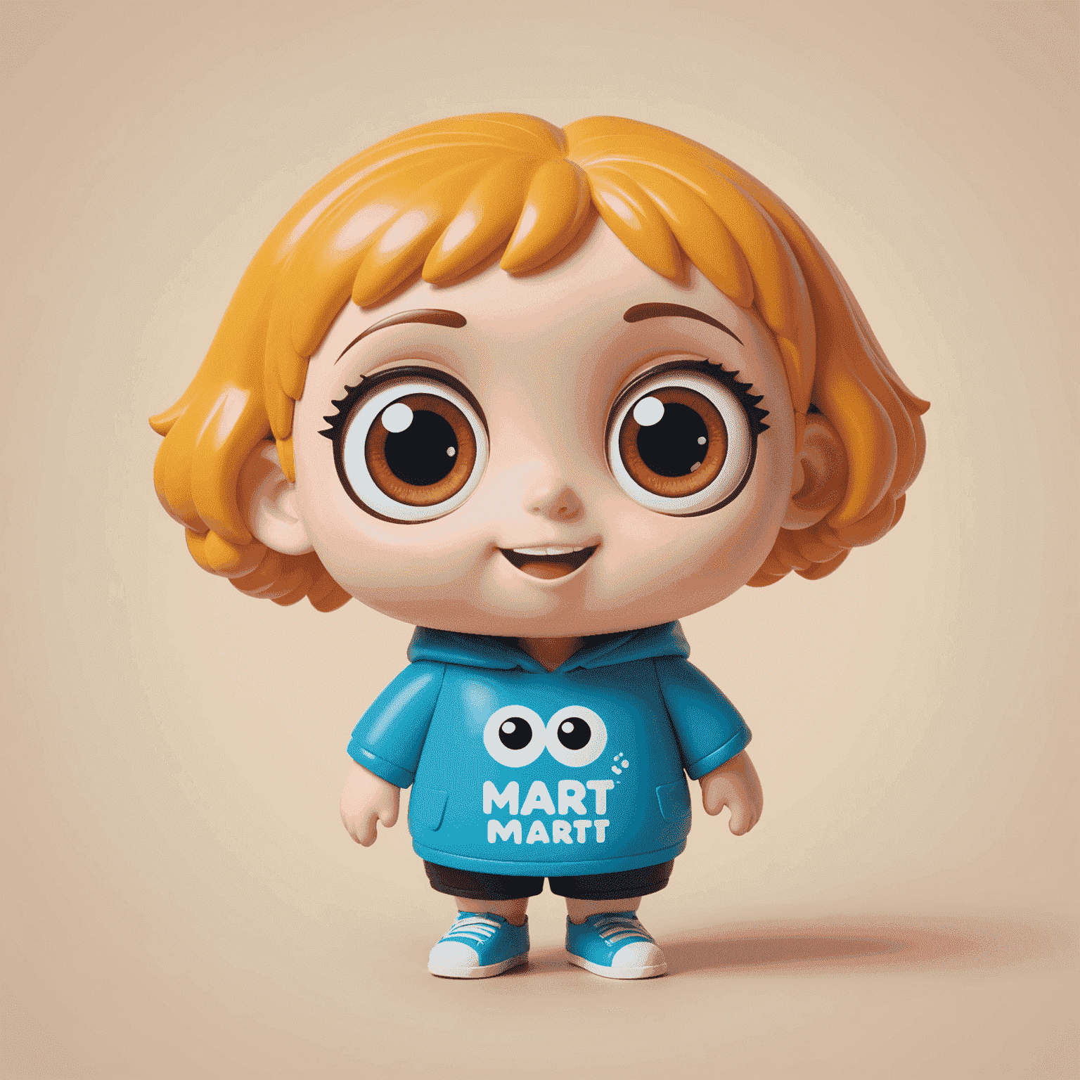 Pop Mart logo featuring a cute, stylized character with big eyes and a playful smile