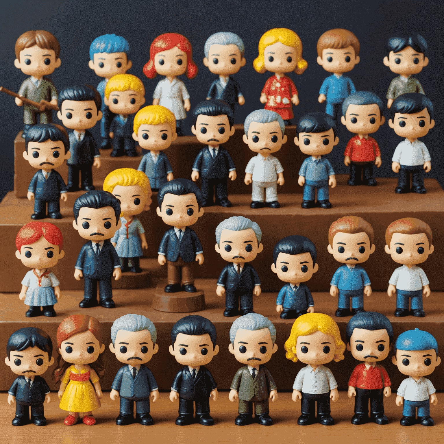 A lineup of Pop Mart figures inspired by famous artworks. Each figure represents a different iconic painting style, from impressionism to pop art, with vibrant colors and artistic details.