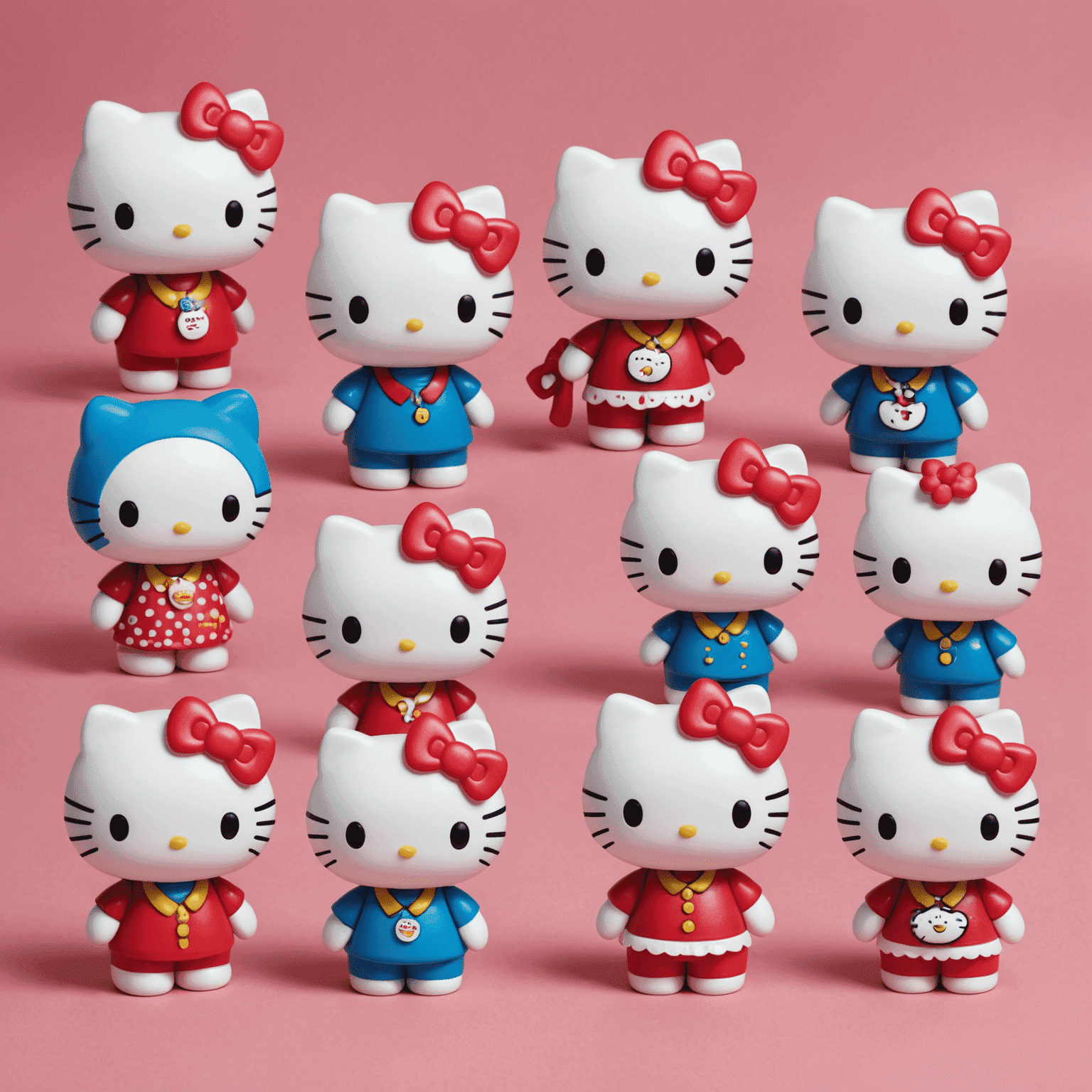 A series of Pop Mart figures featuring Hello Kitty in various outfits and poses. The figures combine Hello Kitty's iconic look with Pop Mart's unique style, resulting in extra adorable collectibles.
