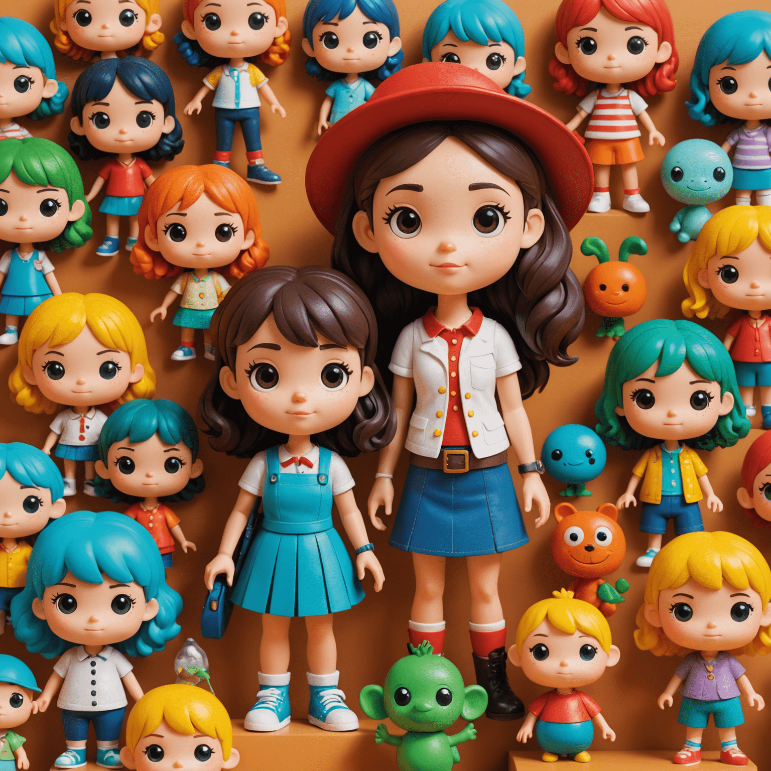 A diverse collection of Molly figures from Pop Mart, featuring various themes and special editions, displayed creatively with complementary backgrounds.